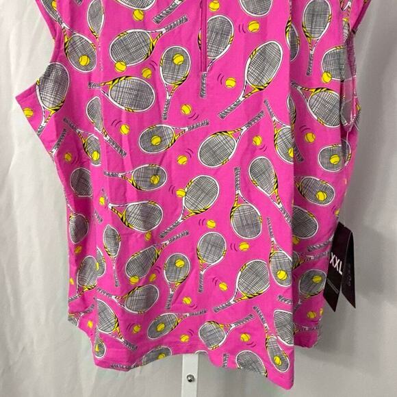 Ibkul Sleeveless Zip Polo Shirt Pink Small Tennis - Picture 7 of 10